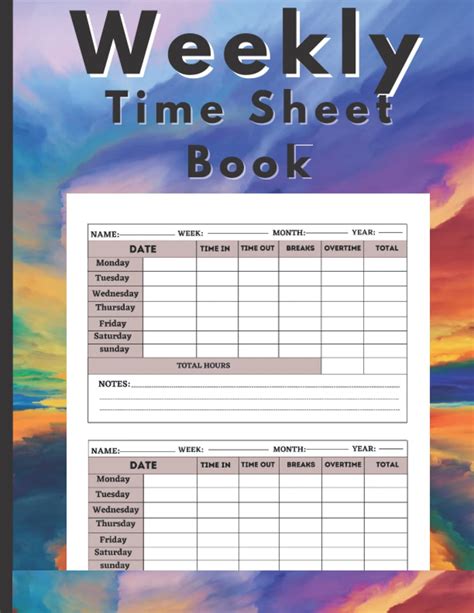 Buy Weekly Time Sheet Book Weekly Timesheet Log Book To Working Hours