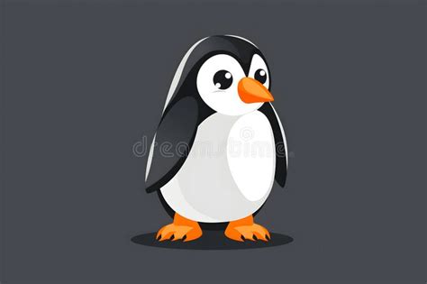 Logotipo Colorido Plano De Um Pinguim Giro No Estilo De Desenho Animado