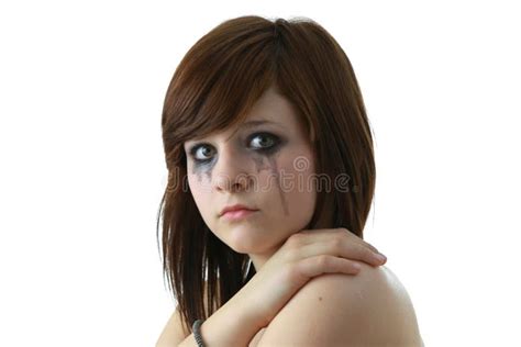 Crying girl with makeup stock image. Image of hair, loss - 8489165