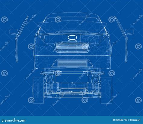 Assembling Electric Car Vector Cartoondealer