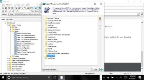 Sage How Do I Add A Custom Crystal Reports To The Module Menu