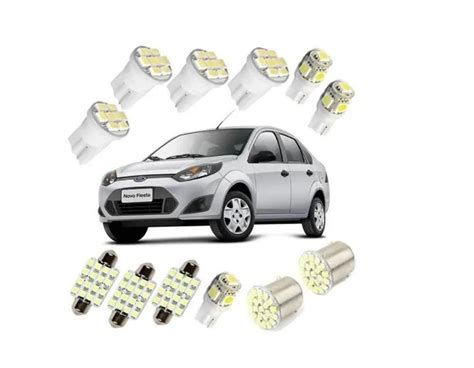 Kit Lampada Led Ford Fiesta Luz Pingo Teto Placa Ré Blue Lion