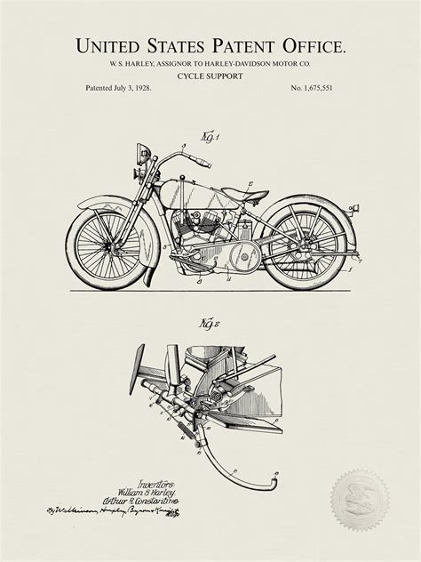 Harley Davidson Prints Vintage Patents