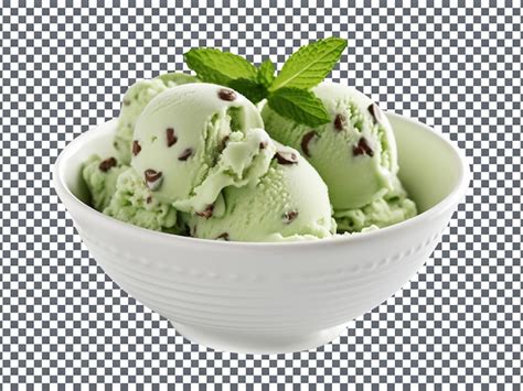 Premium Psd Delicious Mint And Chocolate Chip Ice Cream In A Bowl