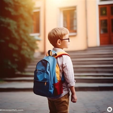 Criança Indo Pra Escola - Criança de volta à escola com mochila indo para a escola com diversão ...