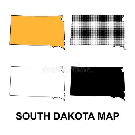 Set Of South Dakota Map Shape United States Of America Flat Concept