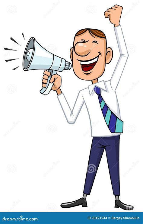 Cartoon Manager With Bullhorn Stock Vector Illustration Of Message