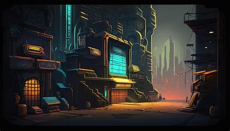 Entorno De Fondo D Cyberpunk City Para Un Juego M Vil Battle Arena