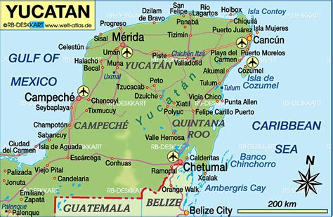 Map Of Yucatan Region In Mexico Welt Atlasde