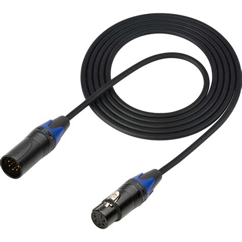 Sescom Lighting Control Cable 5 Pin XLR Male To 5 Pin XLR Female Black