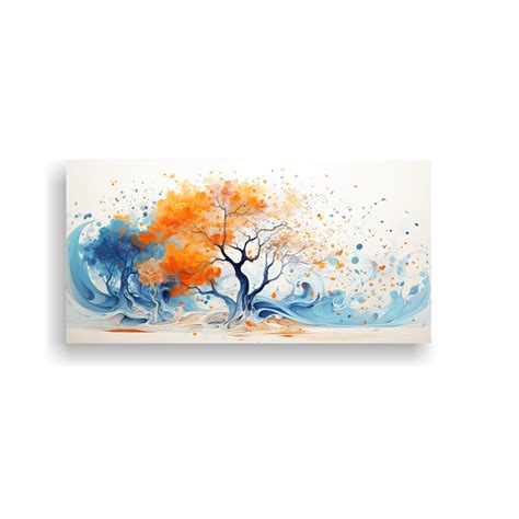 Cuadro Abstracto Árbol Naranja Amarillo Y Azul DecoCuadros