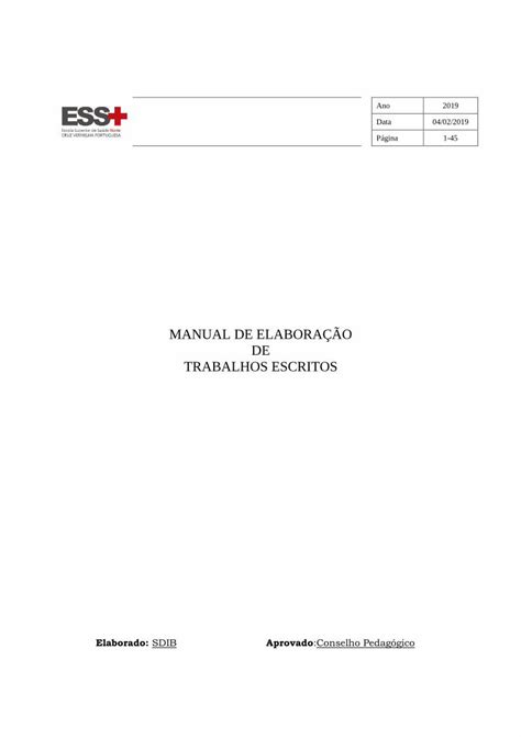 PDF MANUAL DE ELABORAÇÃO DE TRABALHOS ESCRITOS13 1 ESTRUTURA DO