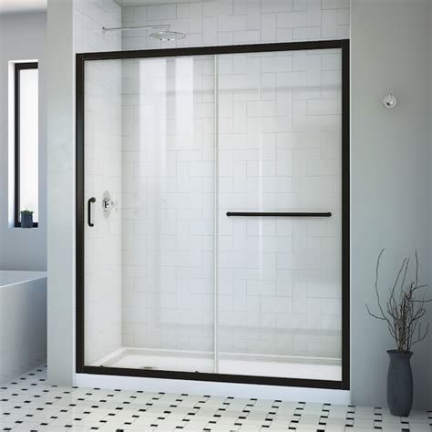 Dreamline Infinity Z Matte Black 56 In To 60 In W X 72 In H Semi Frameless Sliding Shower Door