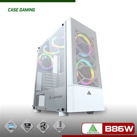 Vỏ nguồn máy tính Case VSPTECH Gaming B86 white Trắng case gaming