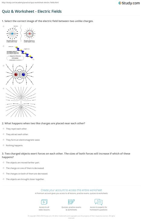 Electric Field Diagram Worksheet