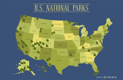 US National Parks Map Vector for Free Download | FreeImages