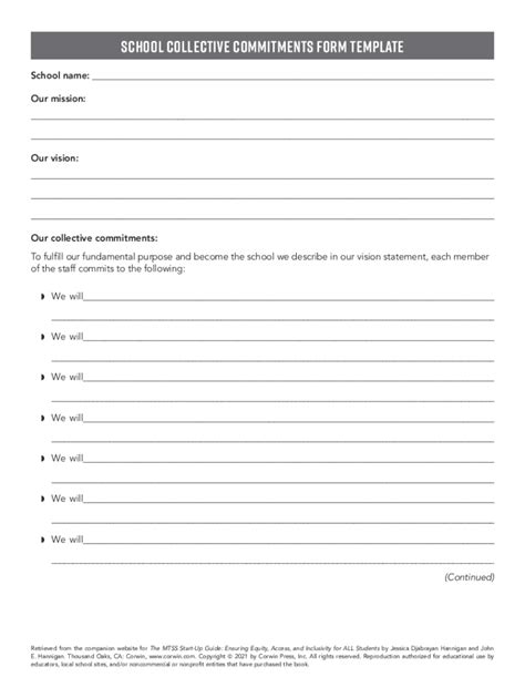 Fillable Online School Collective Commitments Form Template Fax Email