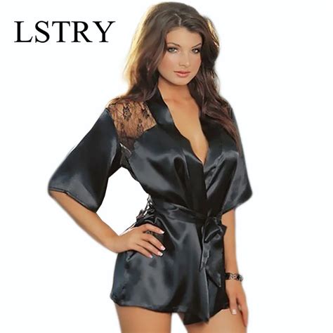 Lstry Robe De Nuit En Satin Et Dentelle Pour Femmes Lingerie Sexy