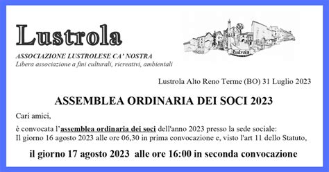 Assemblea Ordinaria Dei Soci 2023 Lustrola