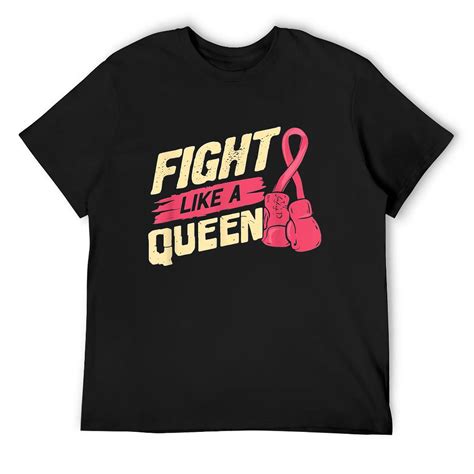 Mens Breast Cancer Awareness Fight Like A Queen Pink Ribbon T Shirt