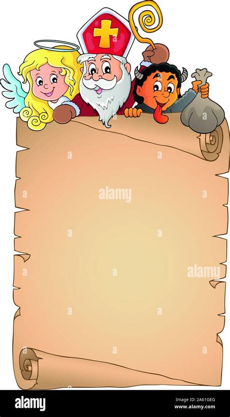 Saint Nicholas Day Topic Parchment Eps Vector Illustration Stock