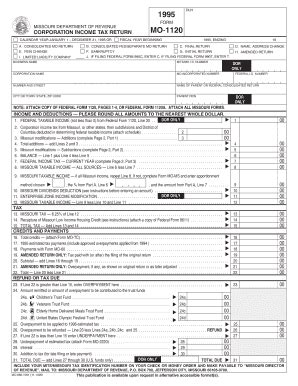 Fillable Online Dor Mo MO 1120 Corporation Income Tax Return MO FT