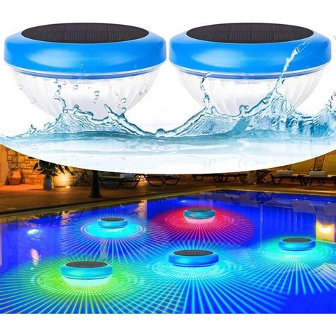 Lampe Solaire Piscine avec RGB Couleurs Changement 2Pcs Étanche Boule