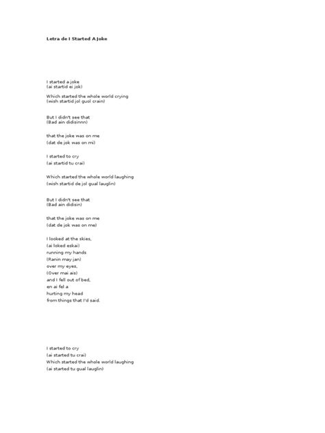 I Started A Joke Lyrics | PDF