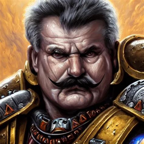 Close Up Portrait Of Old Warhammer 40k Primarch Named Stable Diffusion