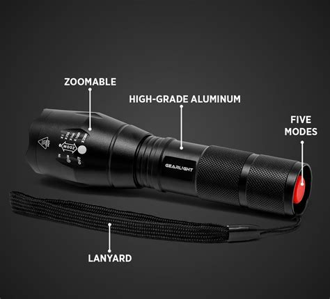 GearLight LED Tactical Flashlight S1000 2 PACK With Holster High