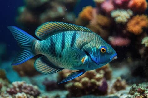 vibrant parrotfish  coral reef premium ai generated image