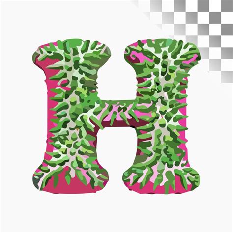 H Design De Letras Fonte Elegante Cactus Verde Flores Cor De Rosa