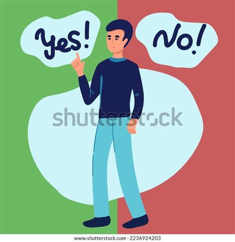 Man Making Choice Between Yes No Stock Vector Royalty Free 2236924203