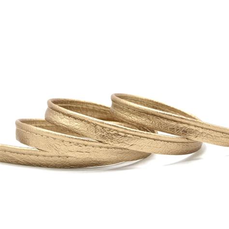 Crackled Faux Leather Ribbon Gold