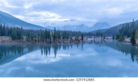 Morning Time Cascade Pond Banff National Stock Photo