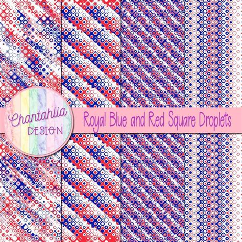 Free Royal Blue And Red Digital Papers With Square Droplets Designs