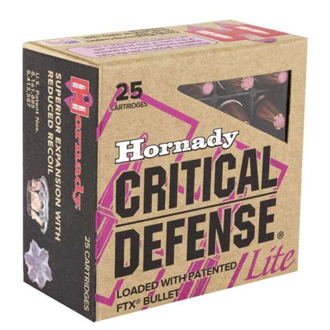 Hornady Critical Defense Lite 9mm Luger Ammo 100 Grain Ftx