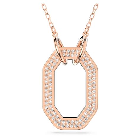 Dextera Pendant Octagon Shape White Rose Gold Tone Plated Swarovski