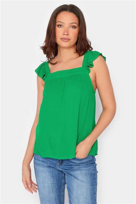 Lts Tall Women S Green Crinkle Frill Top Long Tall Sally