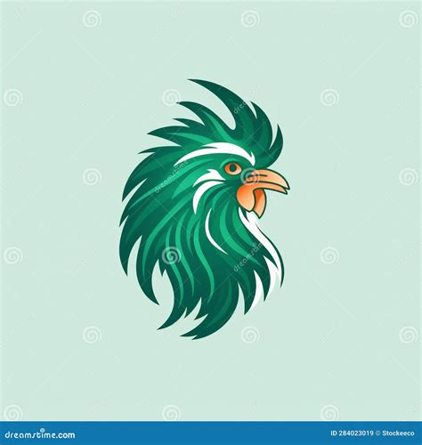 Green Rooster Logo: Mythical Beast Inspired Chicken Portrait Stock Illustration - Illustration ...