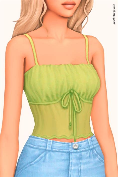 A Female Sim Wearing A Custom Content Crop Top In The Sims 4 In 2024 Sims 4 Sims Crop Tops