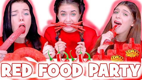 ASMR Eating Only One Color Food Challenge Red Food Mukbang YouTube