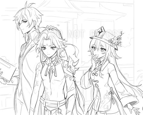 Ху тао нарисовать карандашом - 84 фото