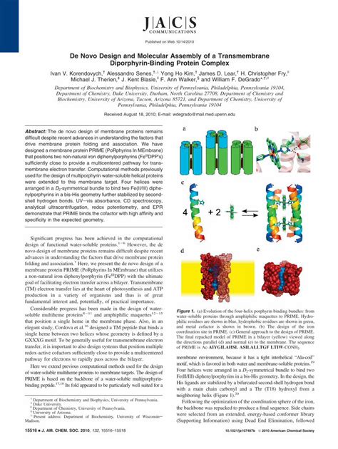 Pdf De Novo Design And Molecular Assembly Of A Senes Biochem Wisc