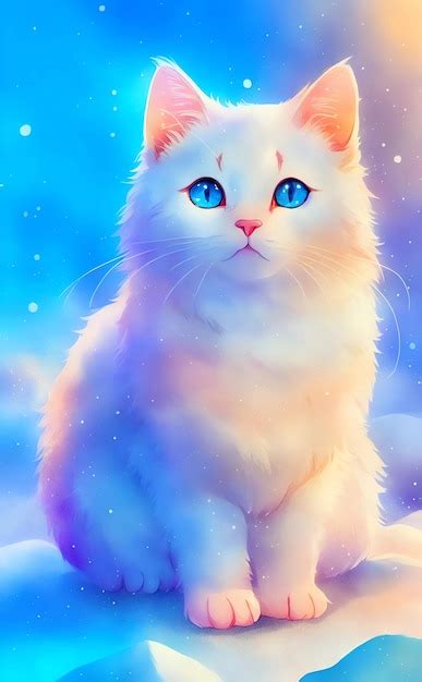 Premium Photo | A cat with blue eyes sits in the snow.