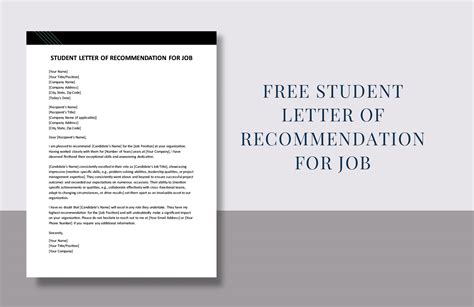 Student Letter Of Recommendation For Job In Word PDF Google Docs