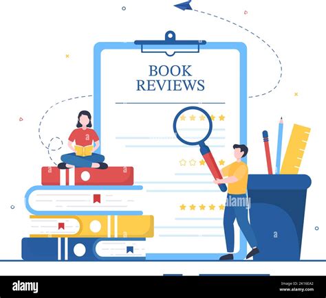 book review template hand drawn cartoon flat illustration  reader
