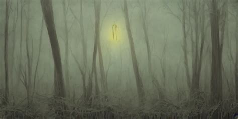 Painting Of A Mysterious Light Glowing In A Murky Stable Diffusion