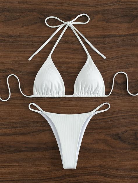 Plain Rib Triangle Bikini Swimsuit Artofit