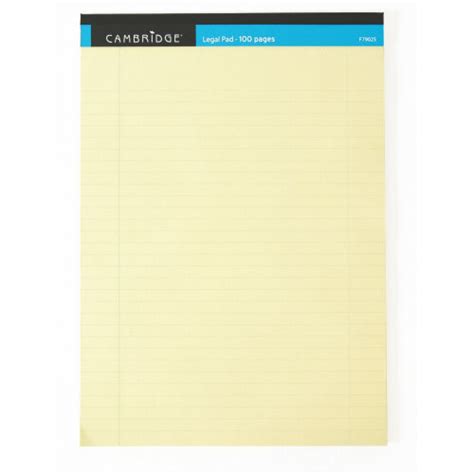 Cambridge Everyday Legal Pad A4 Ruled Margin 100 Pages Yellow Pack 10